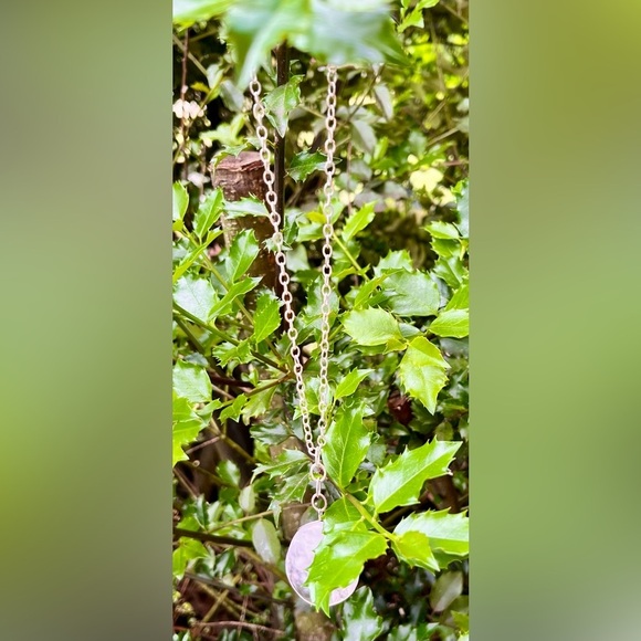 Handmade Necklace Silver Chain Faceted Quartz Stone Pearl Like Dangle Boho Chic - Picture 11 of 13